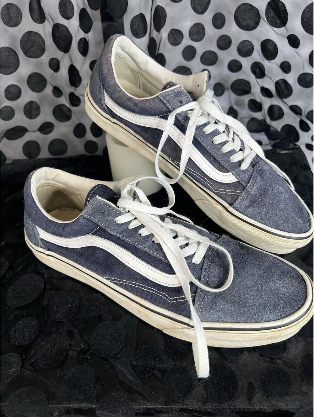 VANS Old Skool Dark Navy  Blue/Blue/White Suede Canvas Skate Shoes Men's Size 12